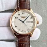 Replica Swiss Longines Master Watch L636.5 Rose Gold Brown Leather